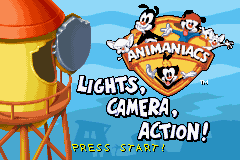 Animaniacs: Lights Camera Action title screen for GameBoy Advance